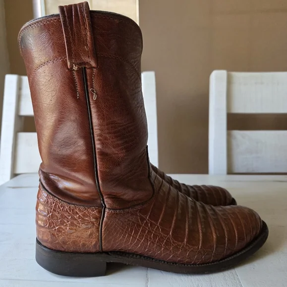 Larry Mahan Caiman Leather Boots, 8.5 D - Picture 3 of 14